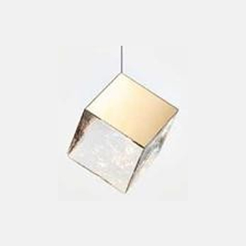 Crystal Cube Modern Pendant Light - Gold and Clear