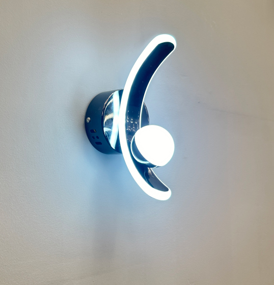Contemporary Chrome LED Wall Light - Modern Bedside Reading Sconce
